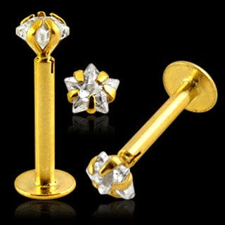 14KT Gold Labret with 3.0 mm Star CZ - Body Jewelry Australia