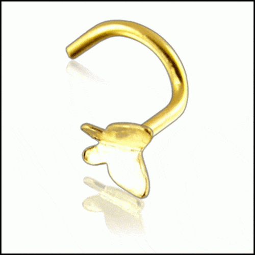 9KT Gold Nose Screw with 3D Butterfly - Body Jewelry Australia