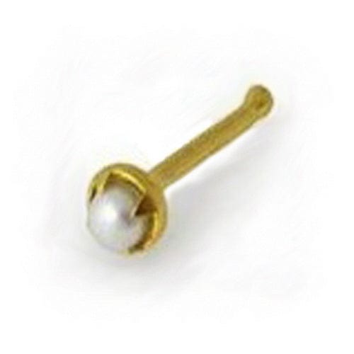 9KT Gold Bone with 2 mm Pearl - Body Jewelry Australia