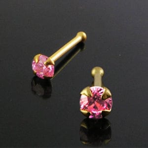 9KT Gold Bone with 1.5 mm Pink CZ - Body Jewelry Australia