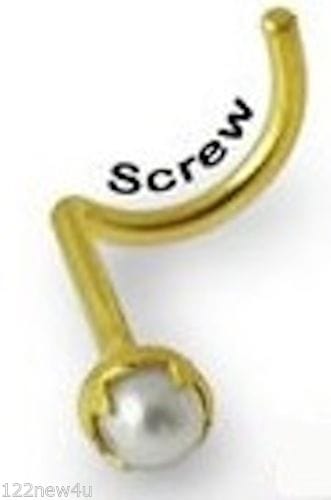 9KT Gold Nose Screw with 2.0 mm Pearl - Body Jewelry Australia