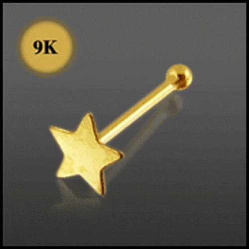 9KT Gold Bone with Gold Star - Body Jewelry Australia