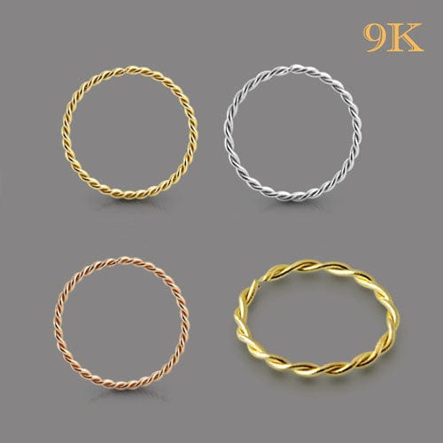 9KT Gold Twister Nose Hoop - 8 mm - Body Jewelry Australia