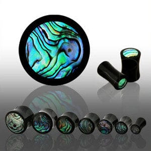 One Pair of Organic Horn Ear Plugs with Abalone Inlay - Body Jewelry Australia