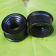 One Pair of Black Arang Wood Ear Tunnels - Stepped Inner - Body Jewelry Australia