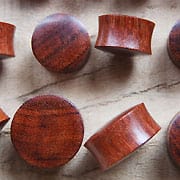 One Pair of Red Tamarind Wooden Ear Plugs - Body Jewelry Australia