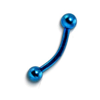 Blue Anodized Banana Barbell Eyebrow RIng with Ball Ends - Body Jewelry Australia