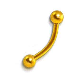 Gold Anodized Banana Barbell Eyebrow RIng with Ball Ends - Body Jewelry Australia