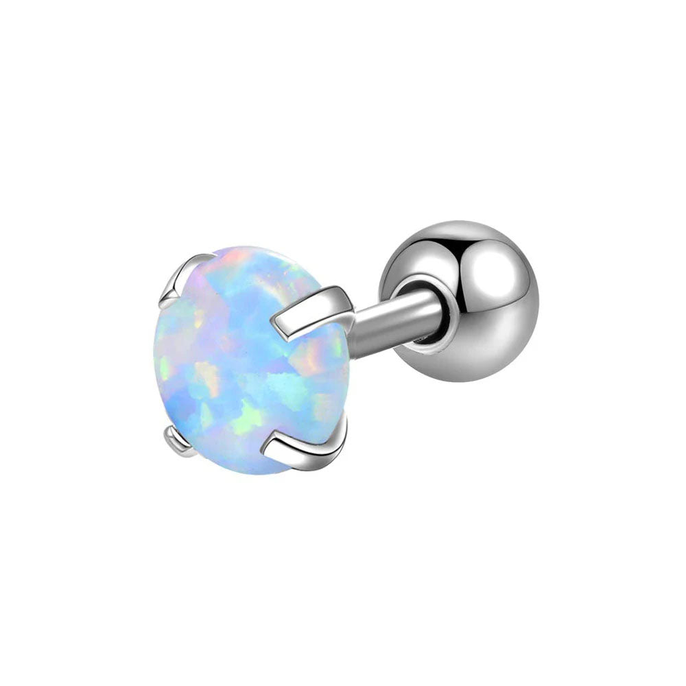 Genuine Blue Opal 316L Stainless Steel Ear Helix Tragus Conch Ring 20 GA