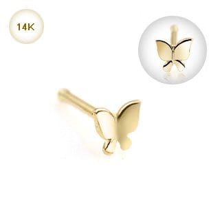 9KT Gold Bone with 3D Butterfly - Body Jewelry Australia