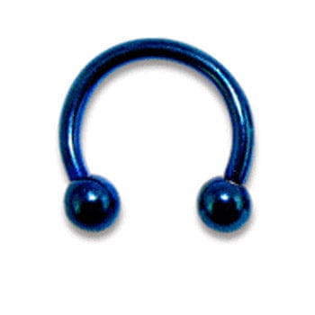 CBB  Blue Horseshoe Nose/Eyebrow RIng with Ball Ends - Body Jewelry Australia