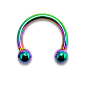 CBB  Rainbow Horseshoe Nose/Eyebrow RIng with Ball Ends - Body Jewelry Australia