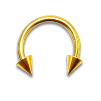 CBB  Gold Horseshoe Nose/Eyebrow RIng with Cone Ends - Body Jewelry Australia