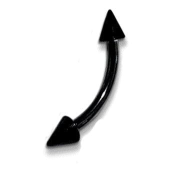 Black Anodized Banana Barbell Eyebrow RIng with Cone Ends - Body Jewelry Australia