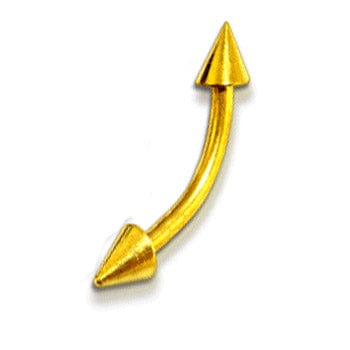 Gold Anodized Banana Barbell Eyebrow RIng with Cone Ends - Body Jewelry Australia