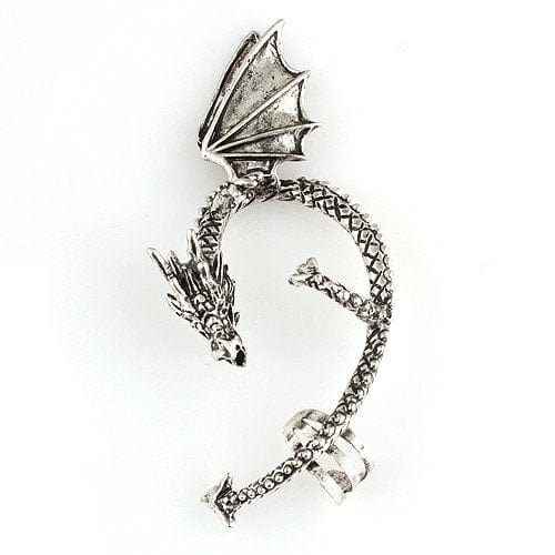 Silver Coloured Winged Dragon Ear Piercing - Body Jewelry Australia