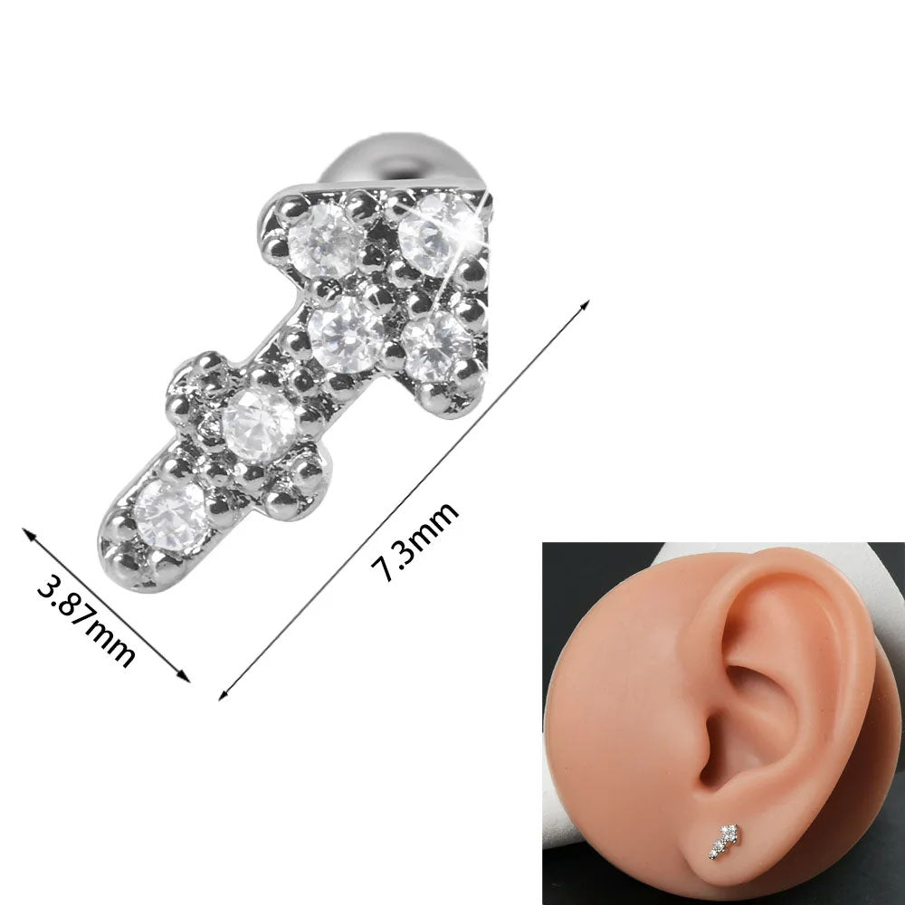 316L Stainless Steel Surgical Steel Pave Zircon Zodiac Sign Cartilage Earrings Helix Tragus Conch 20 GA