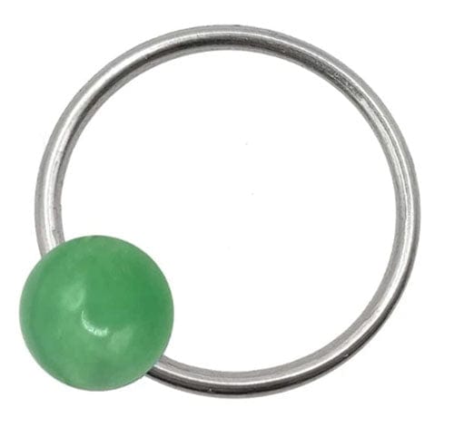 316L surgical Steel BCR with Natural Jade Stone Ball Nose/Eyebrow Hoop - Body Jewelry Australia