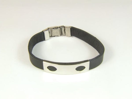 PU Leather Bracelet with Steel Band - Body Jewelry Australia