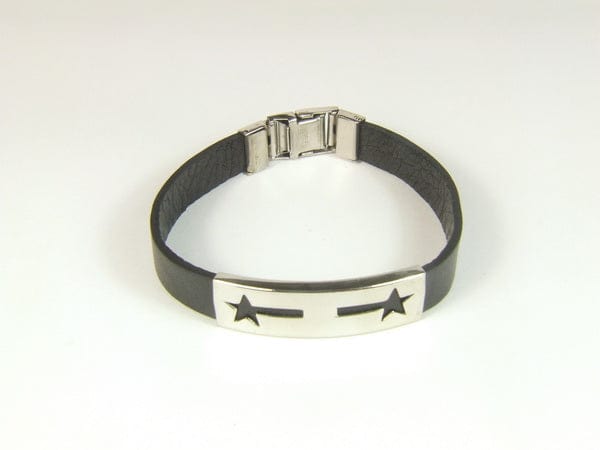 PU Leather Bracelet with Steel Band - Body Jewelry Australia