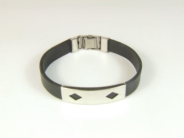 PU Leather Bracelet with Steel Band - Body Jewelry Australia