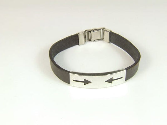 PU Leather Bracelet with Steel Band - Body Jewelry Australia