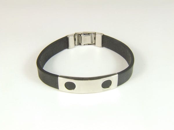 PU Leather Bracelet with Steel Band - Body Jewelry Australia