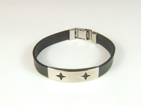 PU Leather Bracelet with Steel Band - Body Jewelry Australia