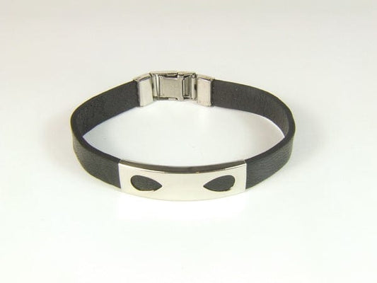 PU Leather Bracelet with Steel Band - Body Jewelry Australia