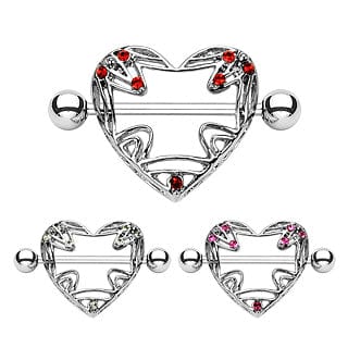 316L Surgical Steel CZ Heart Nipple Shield - Body Jewelry Australia