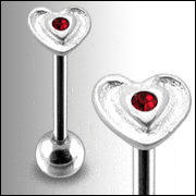 316L Surgical Steel Tongue Bar with Sterling Silver Love Heart - Body Jewelry Australia