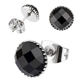 One Pair of 4mm Round Black Onyx Ear Studs - Body Jewelry Australia