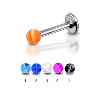 Surgical Steel Labret with Acrylic Marble Ball - Body Jewelry Australia